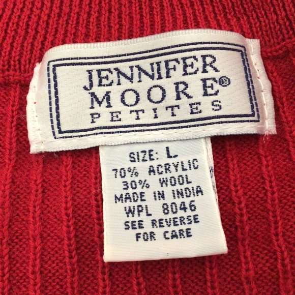 Jennifer Moore Petites - Long sleeve, red and black striped mock turtleneck - Picture 4 of 5